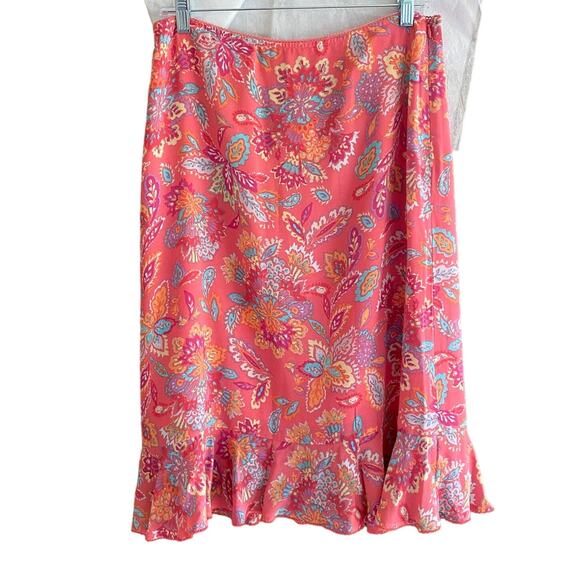 Women's SIGRID OLSEN PM Colorful Skirt Paisley Ruffle Lined Boho Festival - Picture 1 of 9